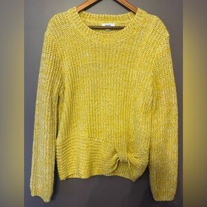 Kensie Women’s Large Yellow Sweater with front knot accent